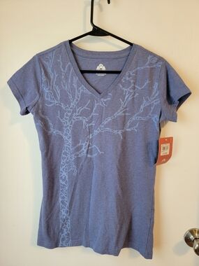 Eastern Mountain Sports Women's Blue V-Neck Tree Graphic Tee